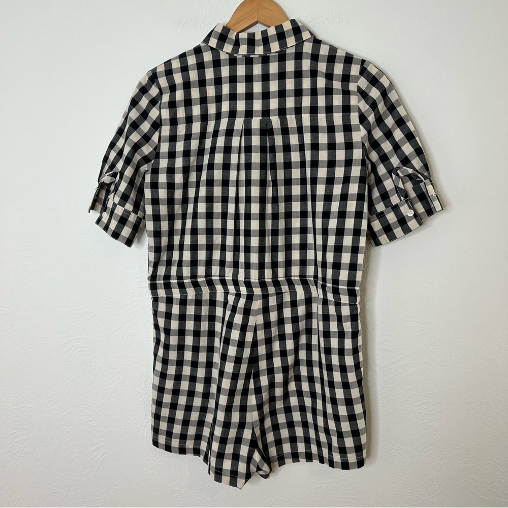 Solid & Striped Gingham Plaid Romper Button Front… - image 8